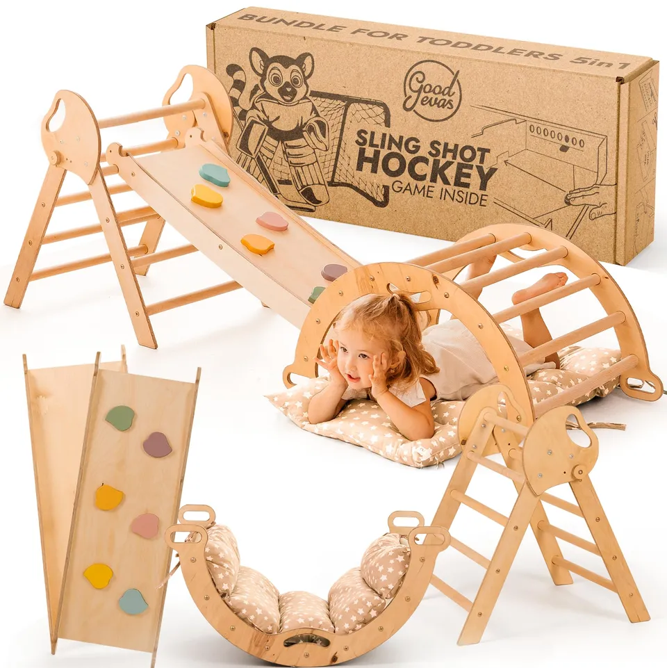 Goodevas Set Montessori triangolo arrampicata 5 in 1 beige
