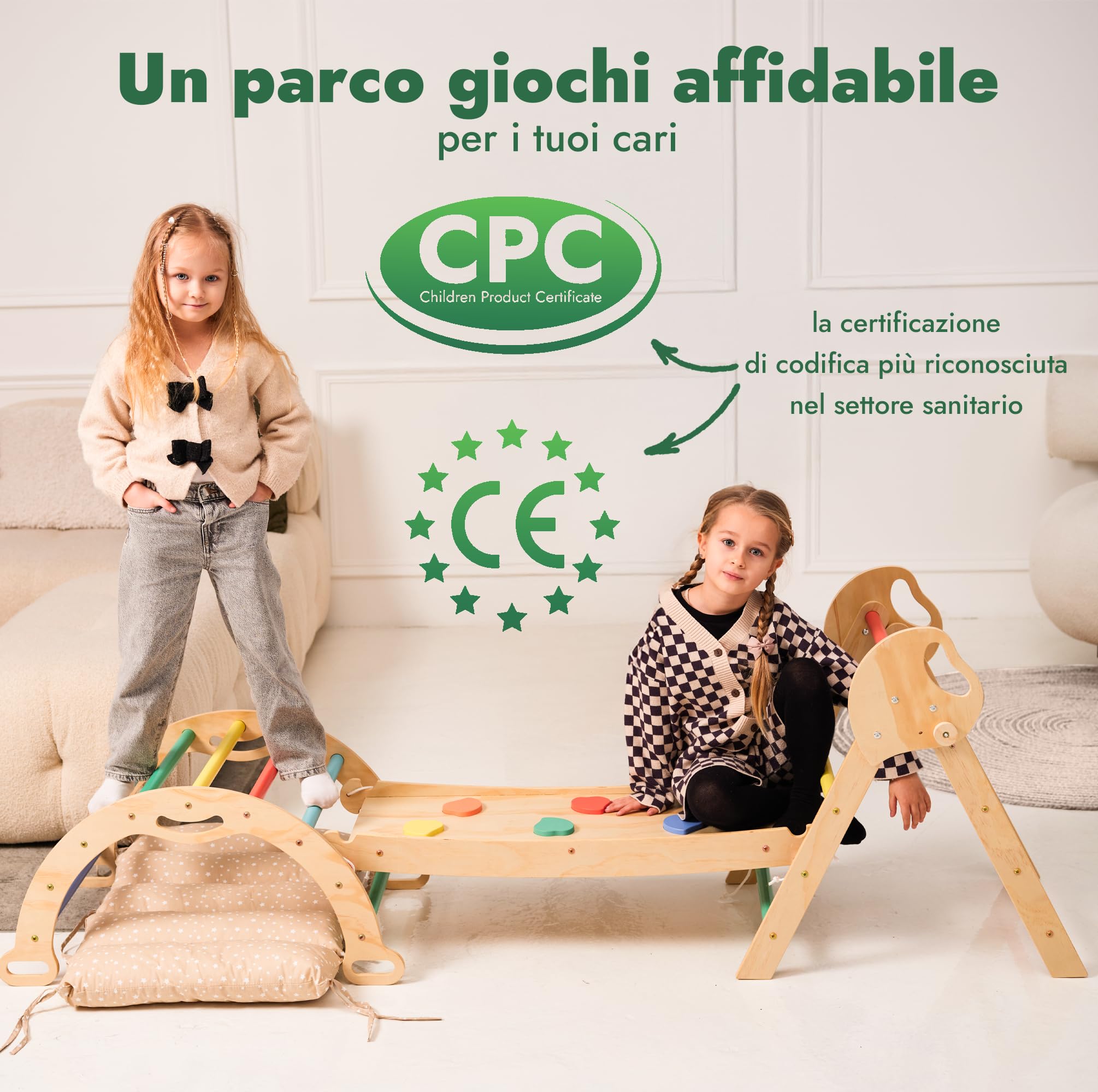 Goodevas Set Arrampicata Montessori 5in1 Legno 1-3 Anni