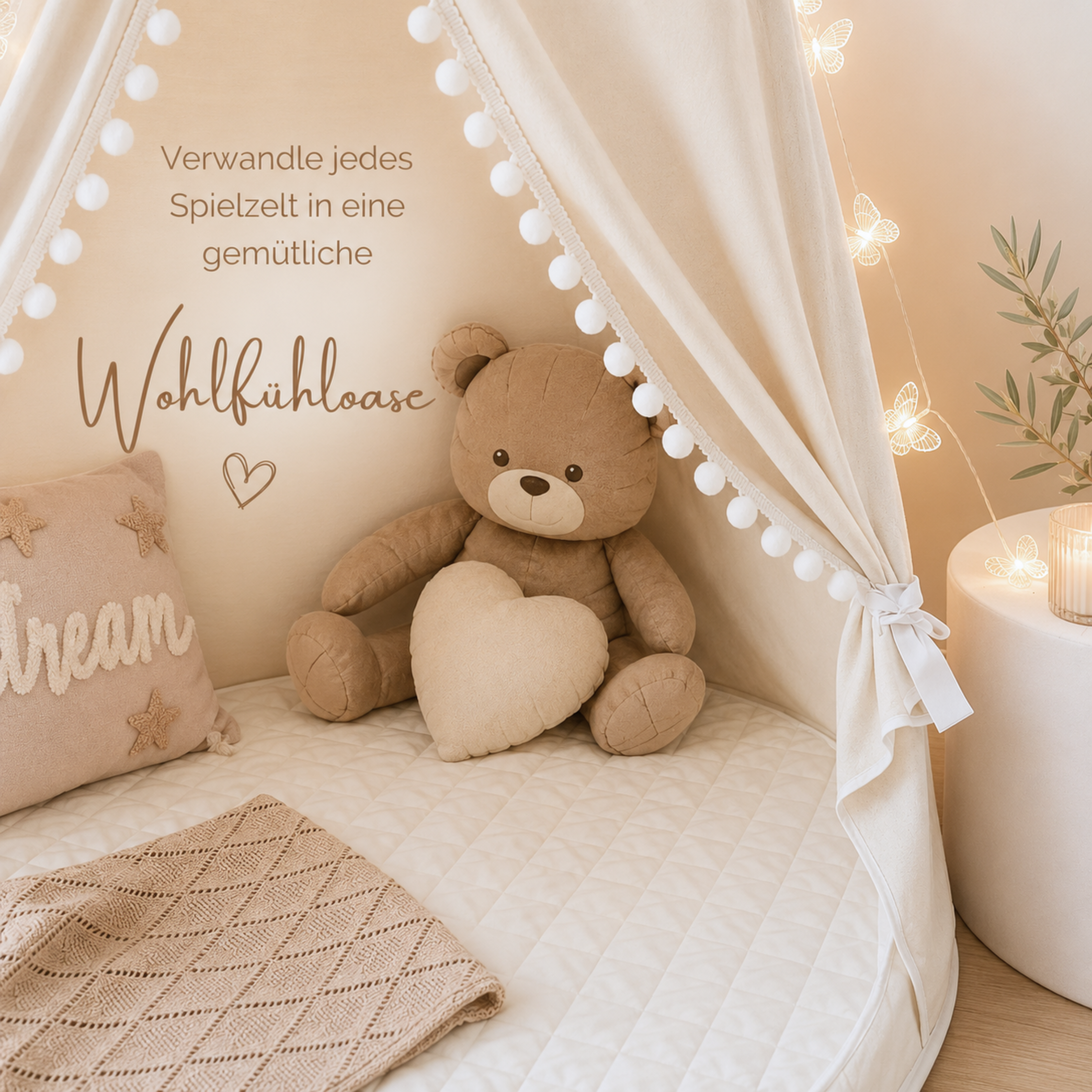 LIONHERZ Spielmatten Materassino Rotondo 110 cm Tenda Gioco