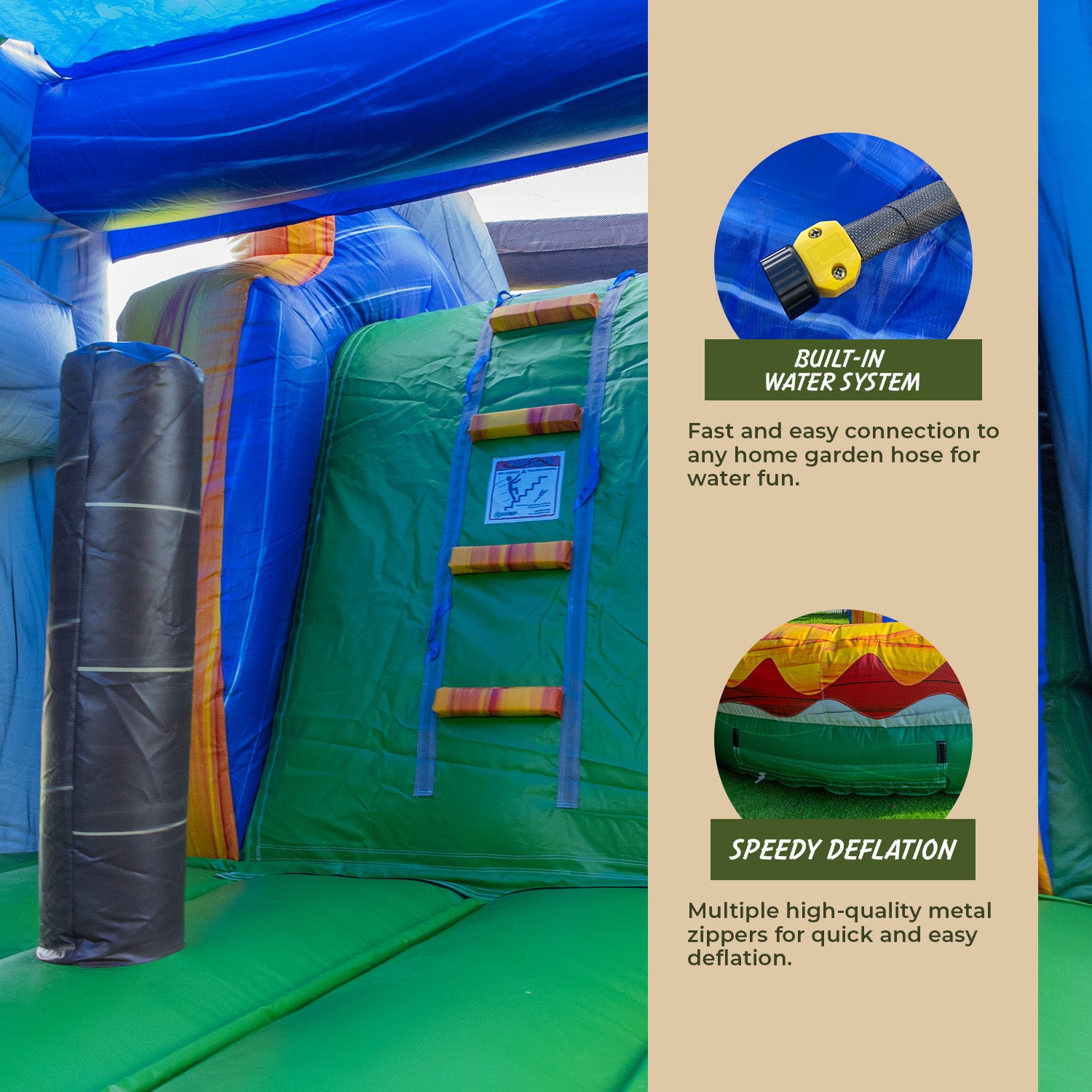 XJUMP Combos T-Rex Gonfiabile con Scivolo e Piscina