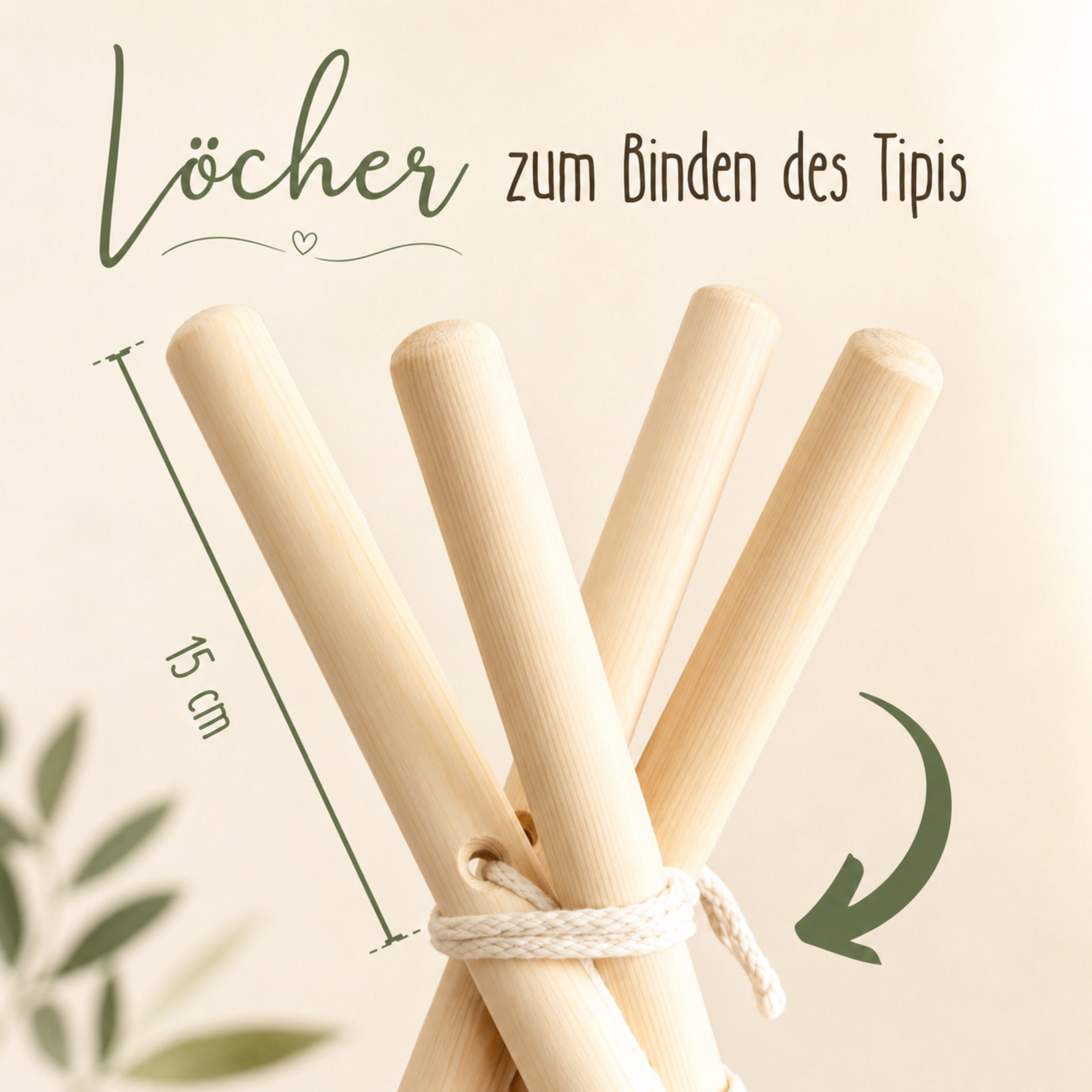 LIONHERZ Tipi-Stange Palo per Tenda Tipi 172 cm Legno