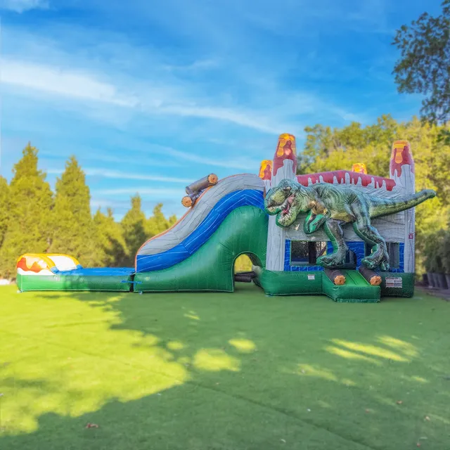 XJUMP Combos T-Rex Gonfiabile con Scivolo e Piscina