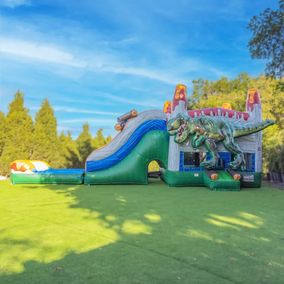 XJUMP Combos T-Rex Gonfiabile con Scivolo e Piscina