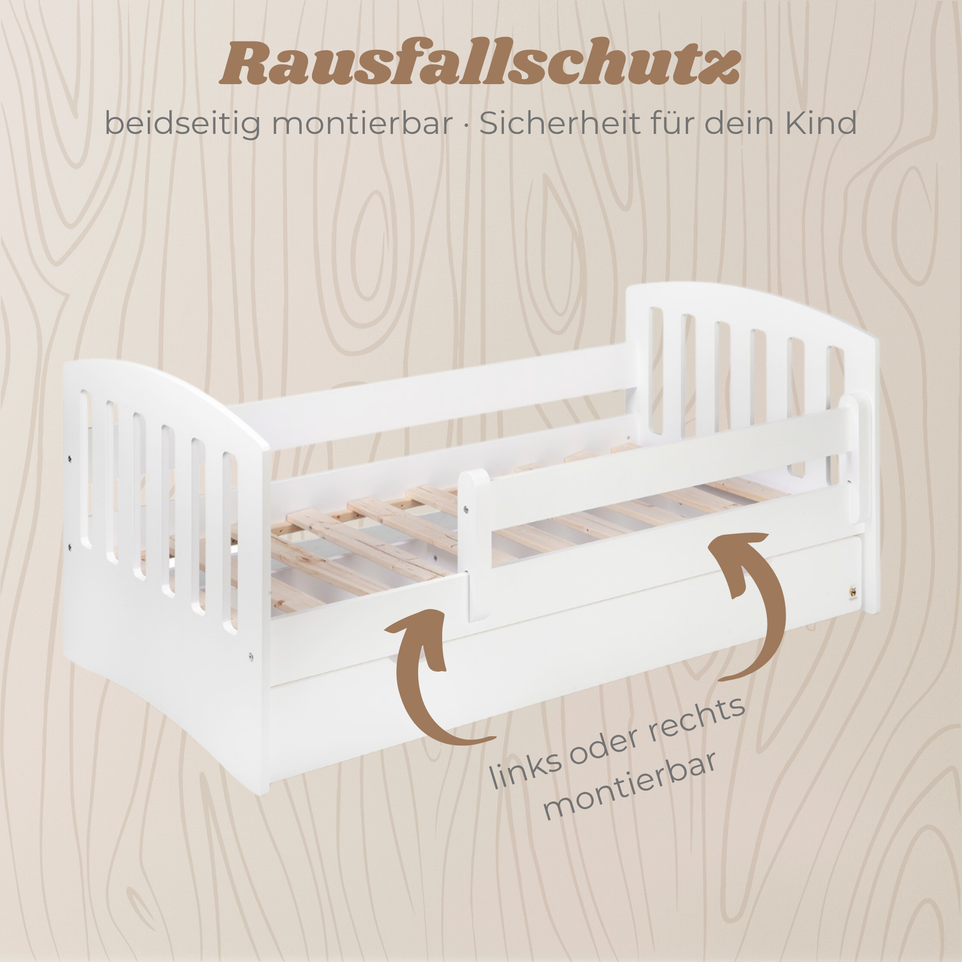 Lionherz YappyLux Junior letto bambini 160x80 cassetto spondina