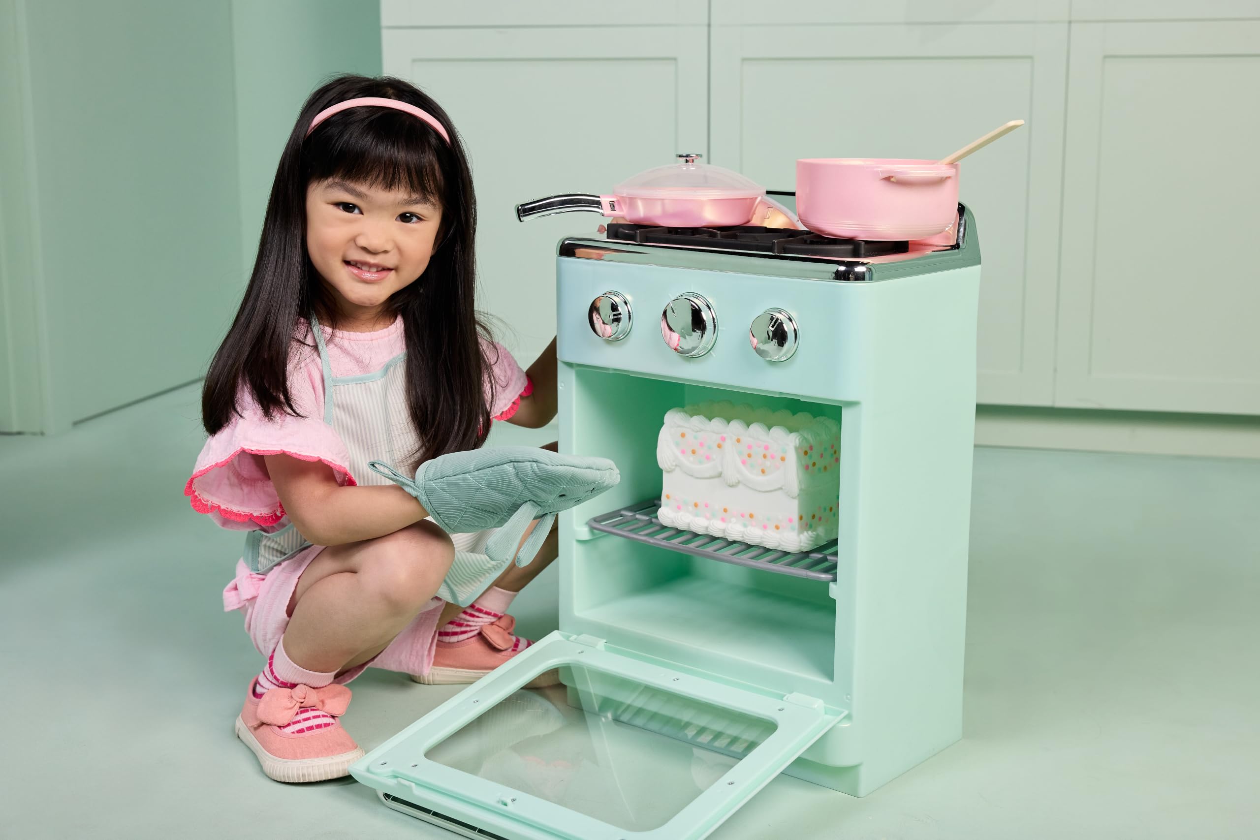 Little Tikes Sweet Spaces set cucina grembiule guanto Sea Foam 3 pezzi