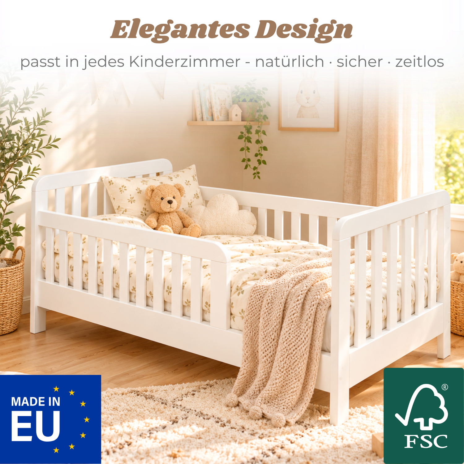 Lionherz YappyTerra Junior letto bambini 160x80 bianco spondina