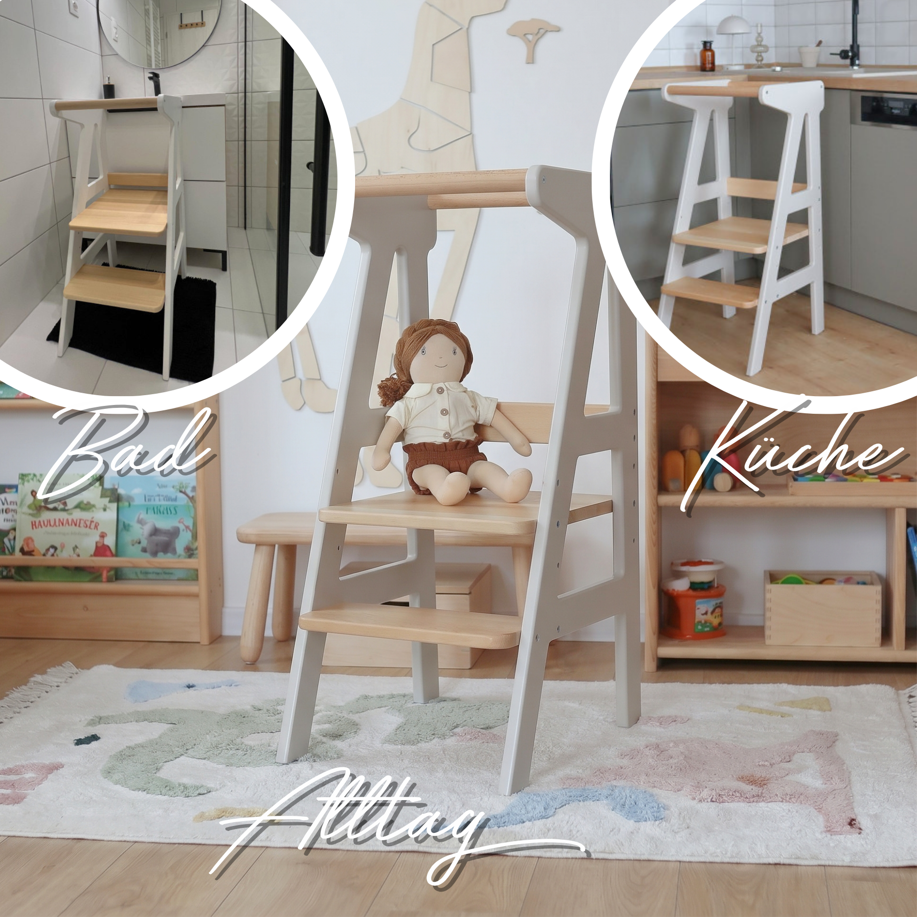 Lionherz Growing Tower torre apprendimento legno bianco regolabile