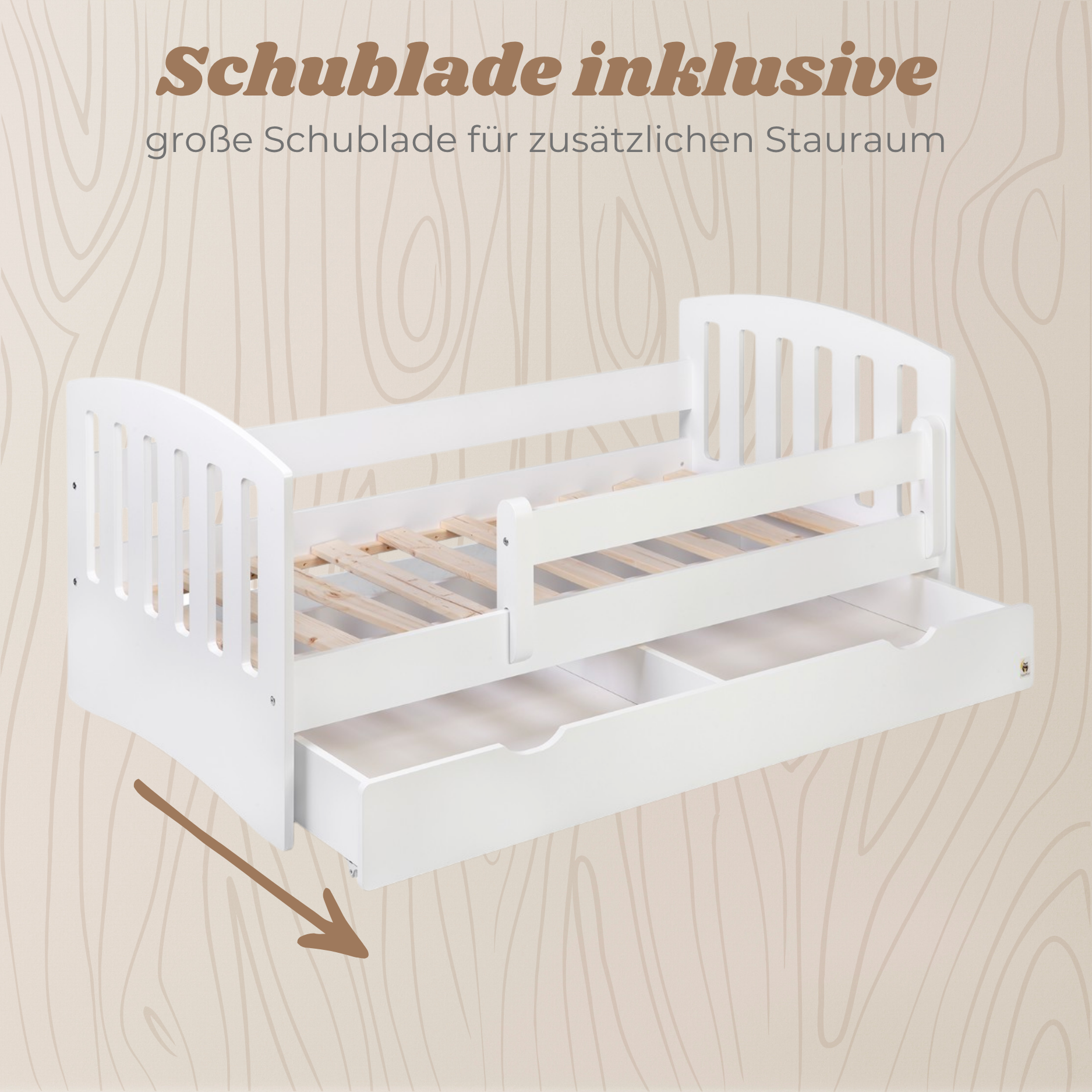 Lionherz YappyLux Junior letto bambini 160x80 cassetto spondina