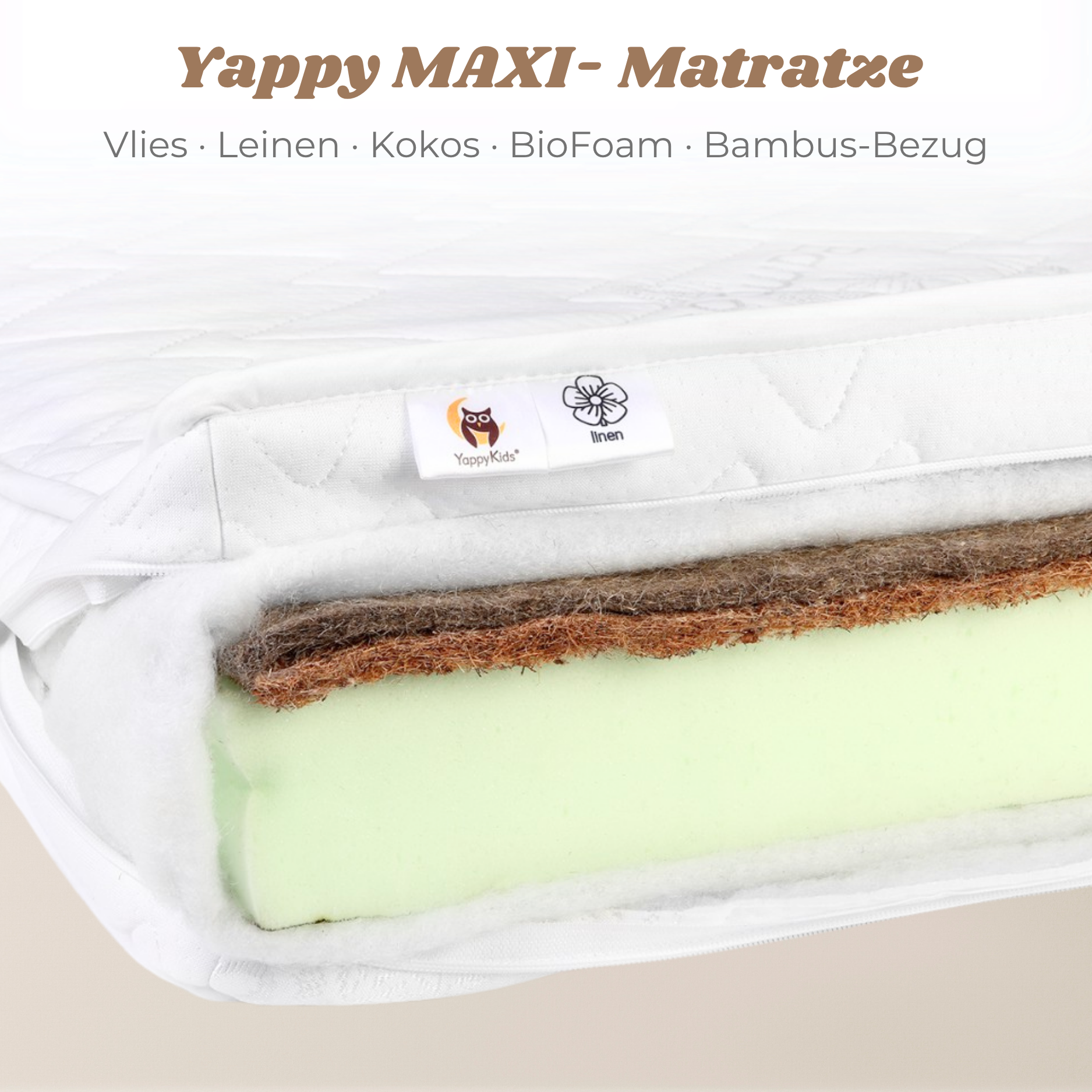 LIONHERZ YappyBioFoam MAXI materasso 200x90 bambu doppia faccia