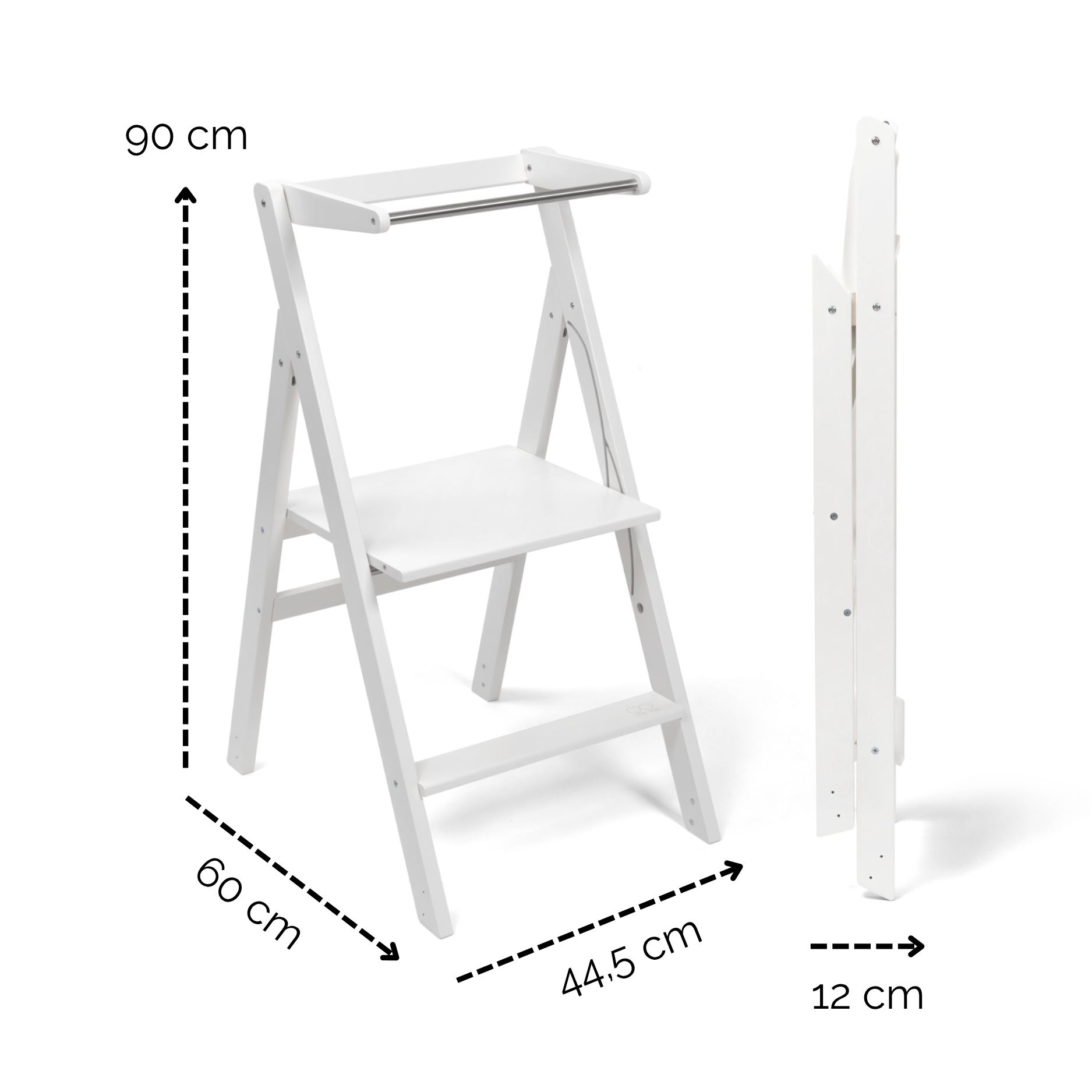 LIONHERZ STEP'n'FOLD Torre Montessori Pieghevole Bianca Altezza