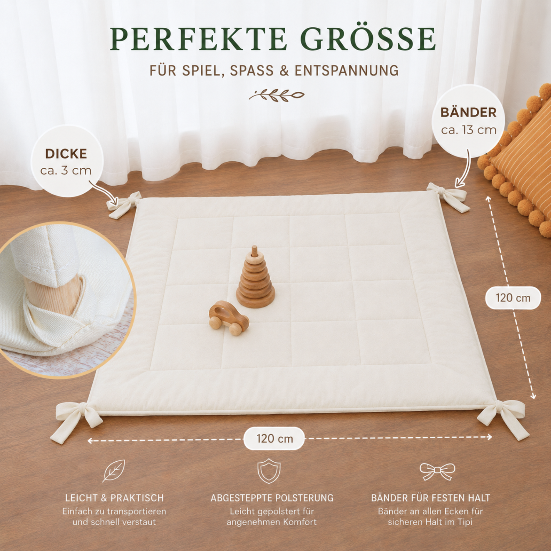 Lionherz Tipi-Decke Tappeto Tenda 120x120 cm Crema