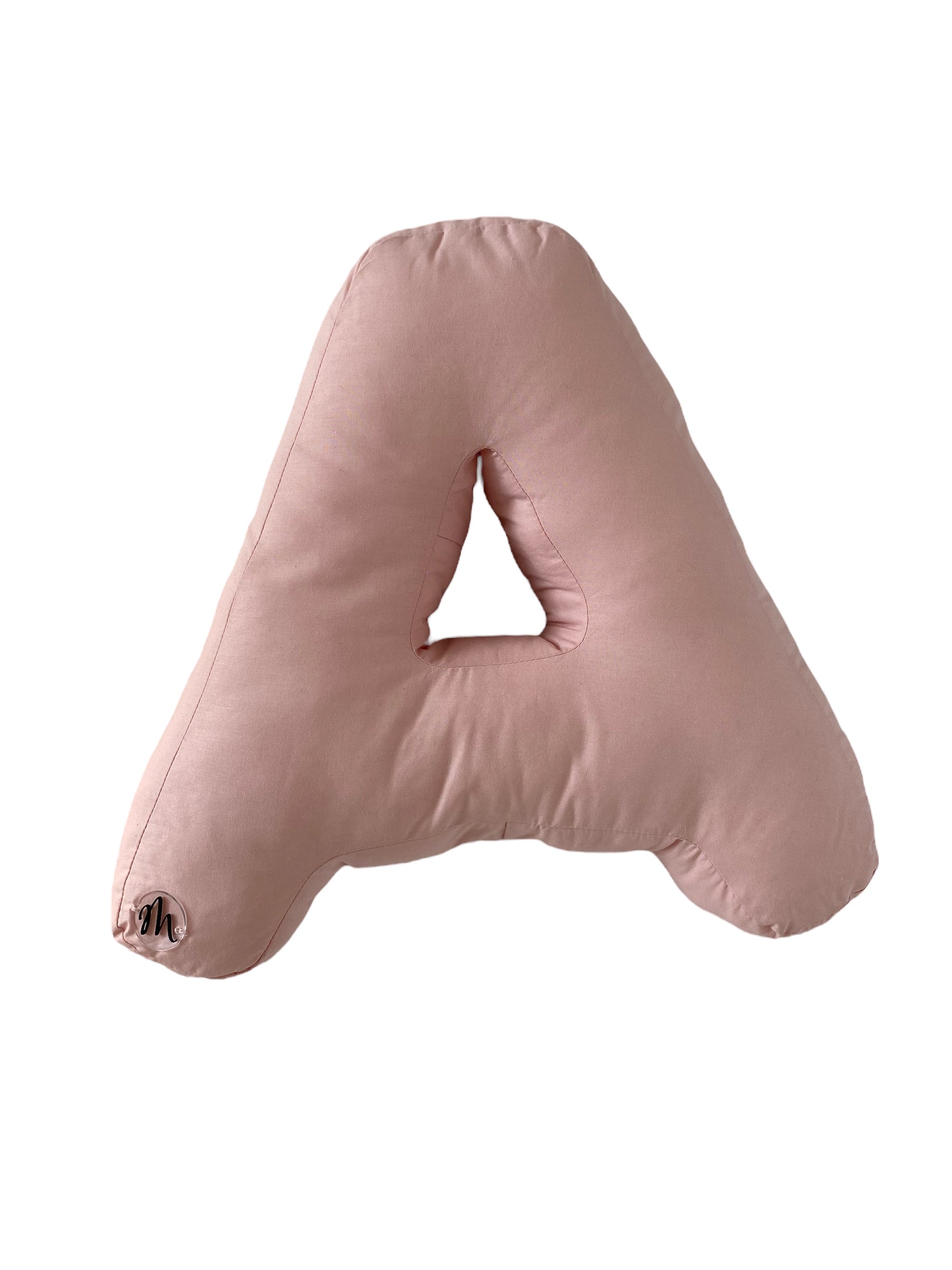 Mondino Cuscino Lettera A in cotone rosa cipria cameretta