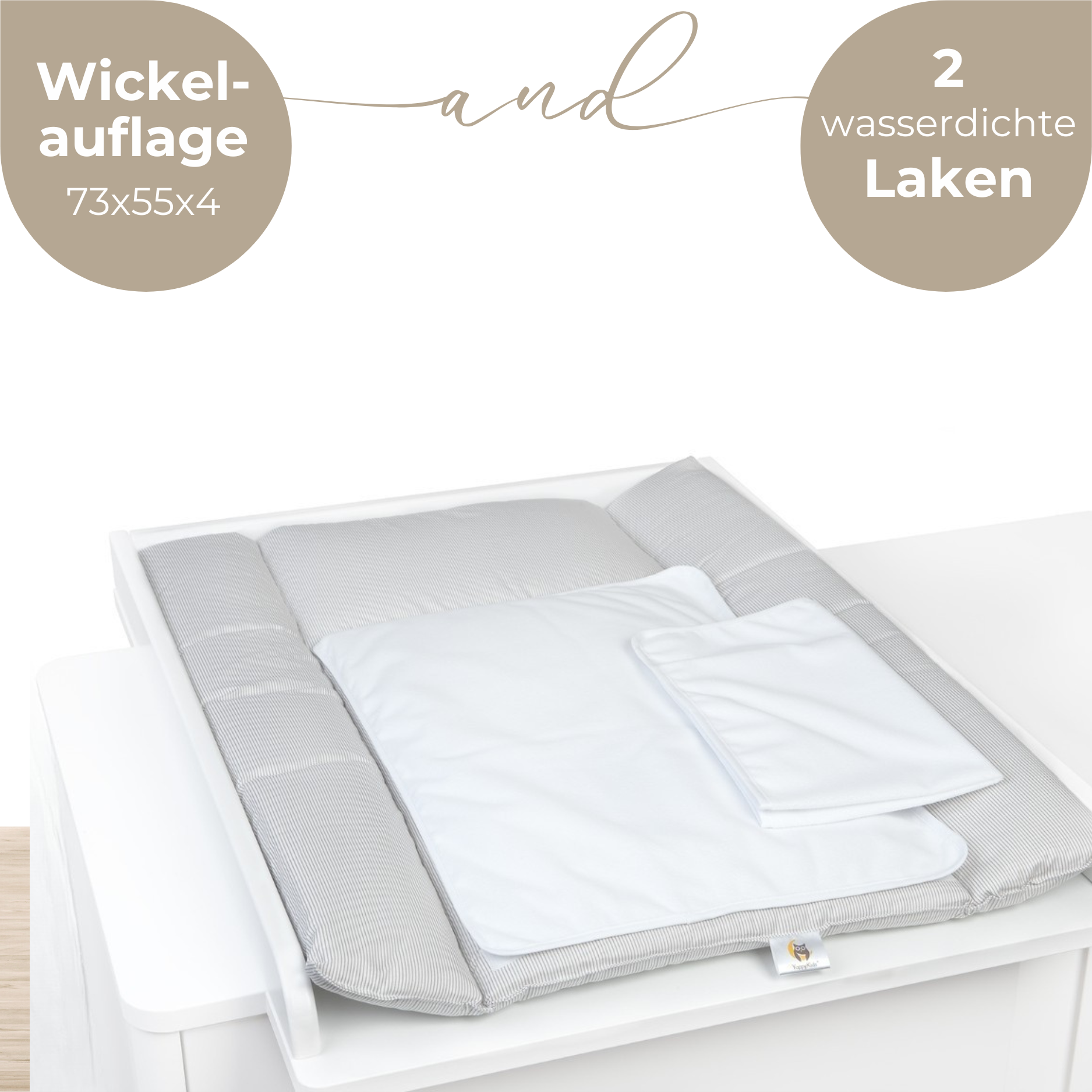 LIONHERZ YappyNature Fasciatoio Cotone Beige Sabbia con Teli