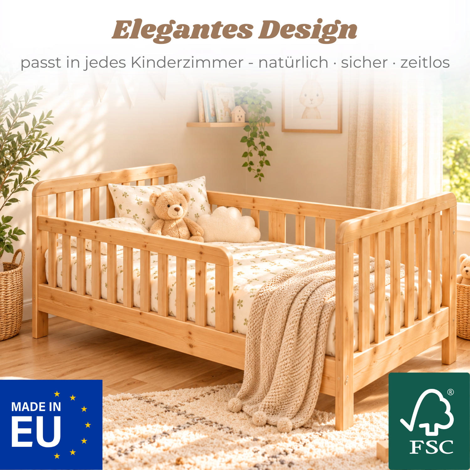 Lionherz YappyTerra Junior letto bambini 160x80 bianco spondina
