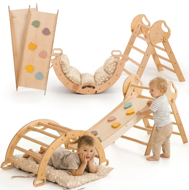 Goodevas Montessori triangolo arrampicata beige cuscino 4 pezzi