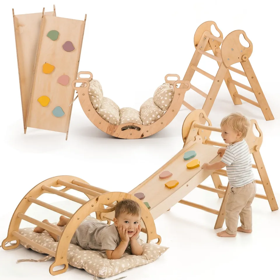 Goodevas Montessori triangolo arrampicata beige cuscino 4 pezzi