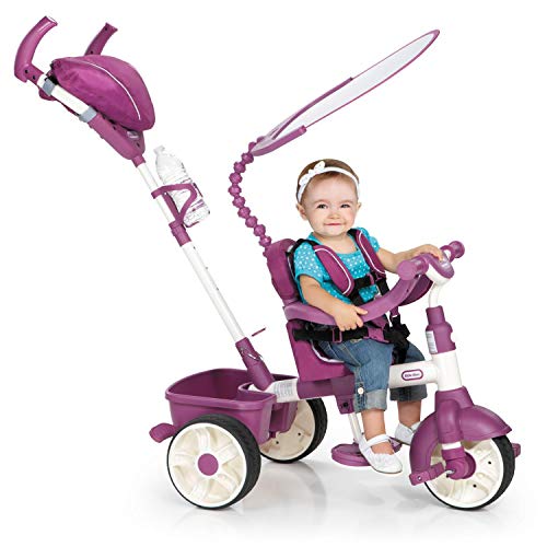 Little Tikes Triciclo 4 in 1 Sport rosa bianco con manico