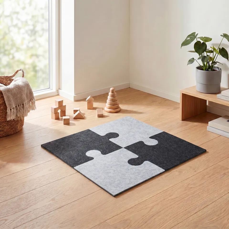 LIONHERZ Spielmatten Tappeto Puzzle Feltro Riciclato 9 Pezzi 90x76cm